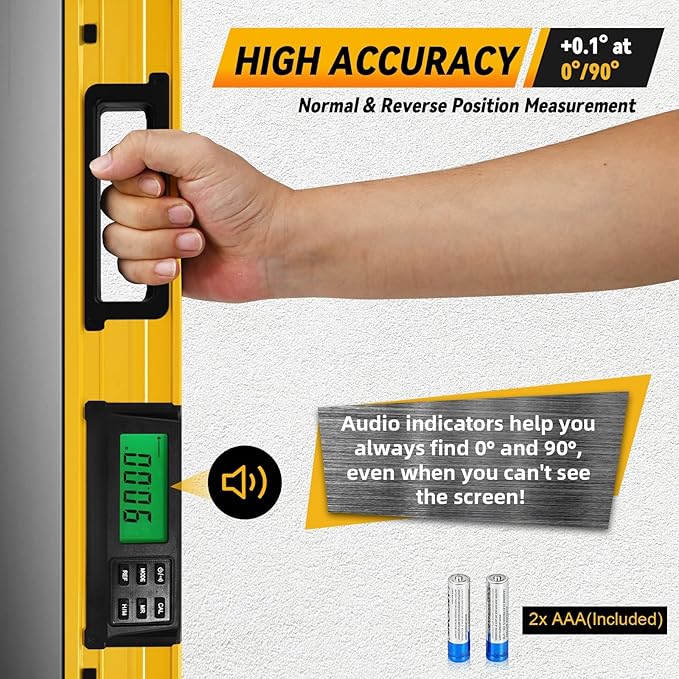 24 Inch Smart Digital Level, LCD Screen Magnetic Electronic Level Tool