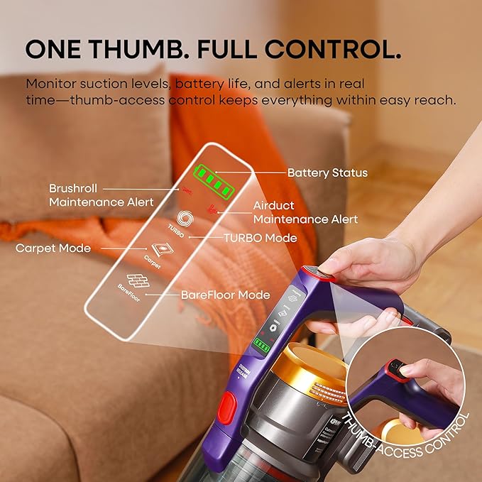 KIPMAX Cordless Vacuum Cleaner, 50KPa 550W Stick Vacuum