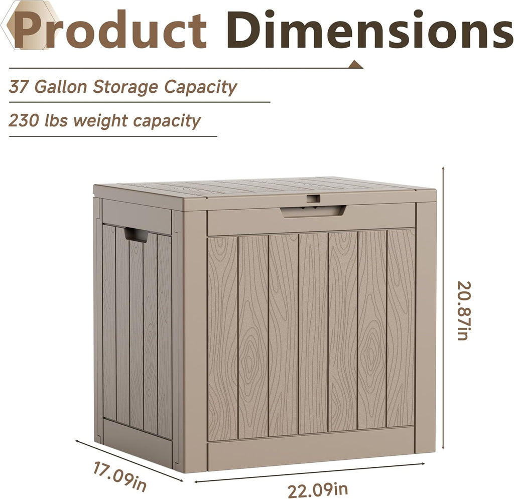 deck box large outdoor storage for patio furniture shown in use
