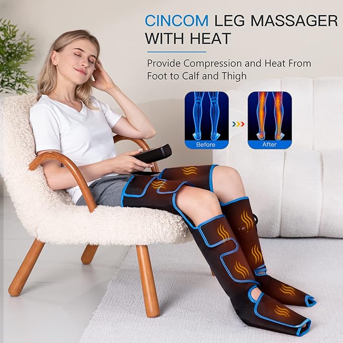 CINCOM Leg Massager with Heat and Compression, Air Compression Leg Massager