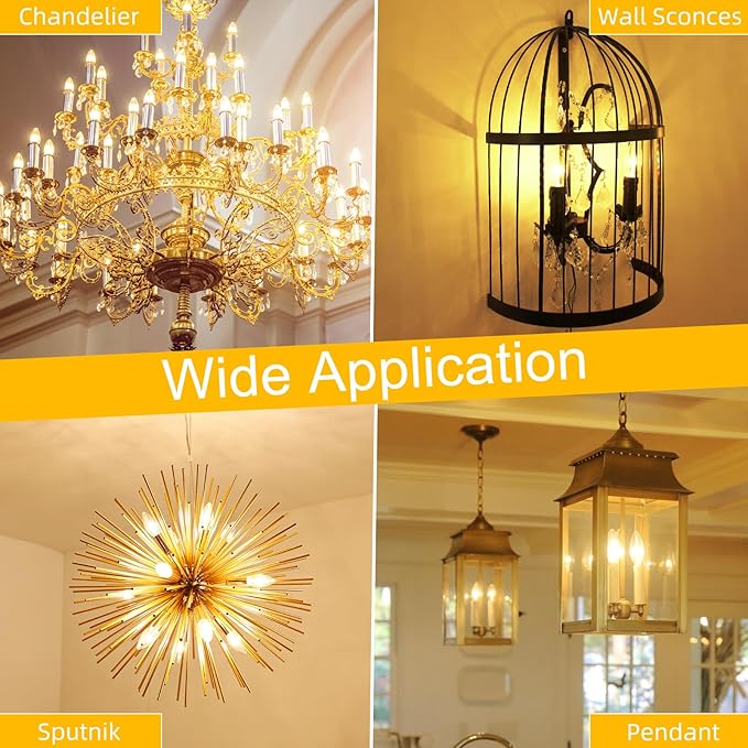 GvvooHome Candelabra Light Bulbs 40 watt Equivalent, E12 LED Bulb Dimmable