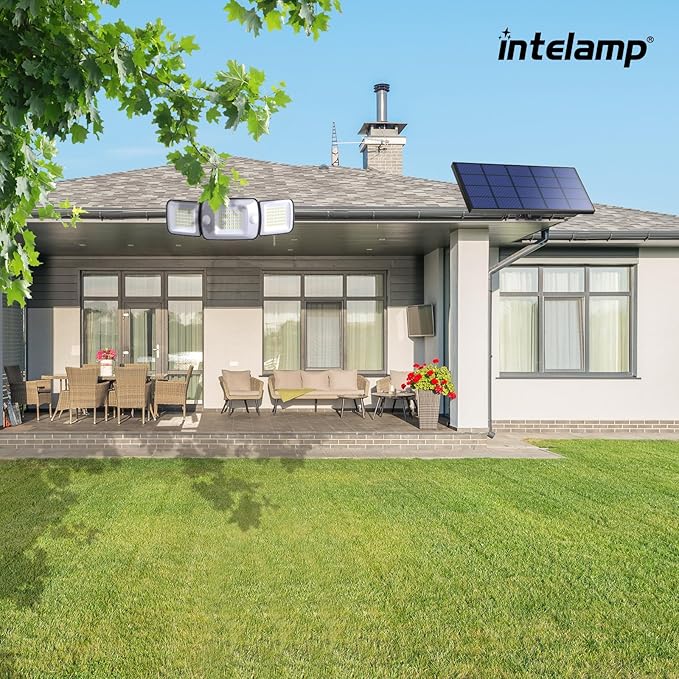 intelamp Solar Flood Lights Outdoor Waterproof, 2 Pack 6000mAh 1200LM Solar