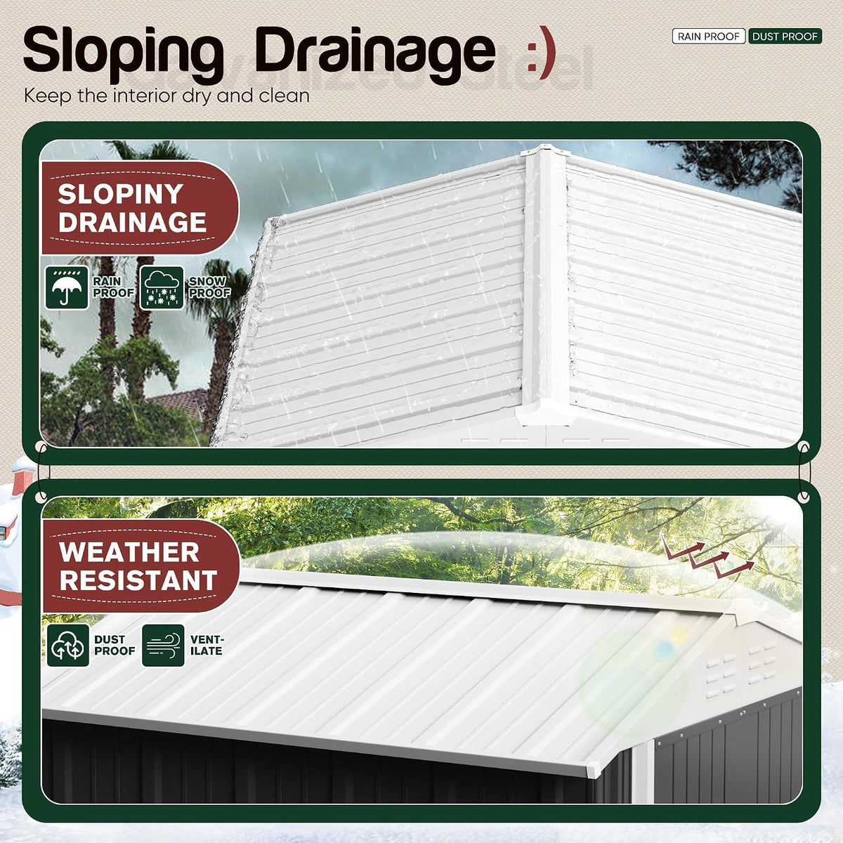 gunji 8 x 6 ft shed outdoor storage showing dimensions