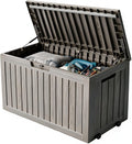 92 Gal Deck Box,Waterproof Resin Outdoor Storage Gas Lift,Lockable Grey