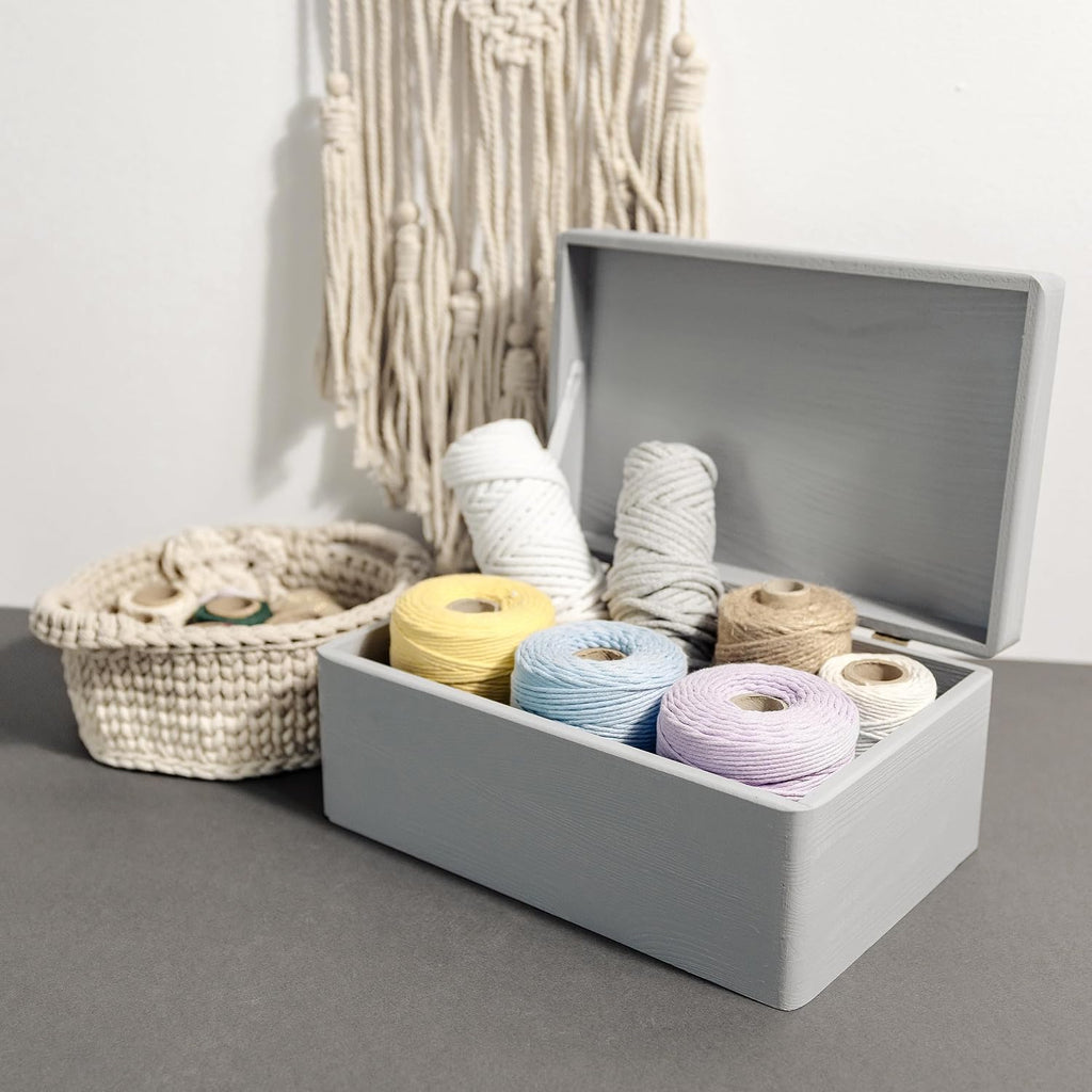 creative deco large gray wooden box storage with shown in use