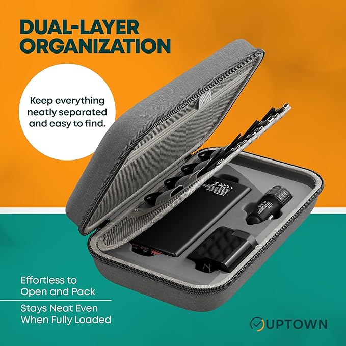 Uptown 7- Piece Travel Charging Tech Bundle – 10, 000mAh Portable Charger