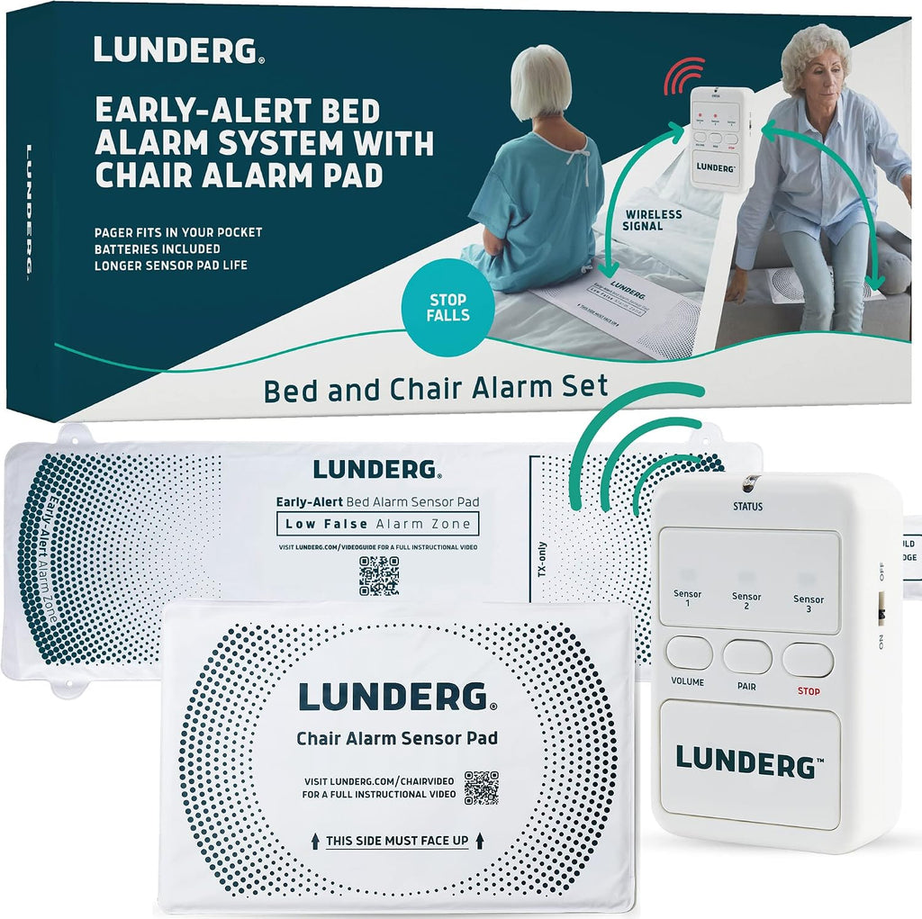 Lunderg Bed Alarm for Elderly Adults & Chair Alarm Set
