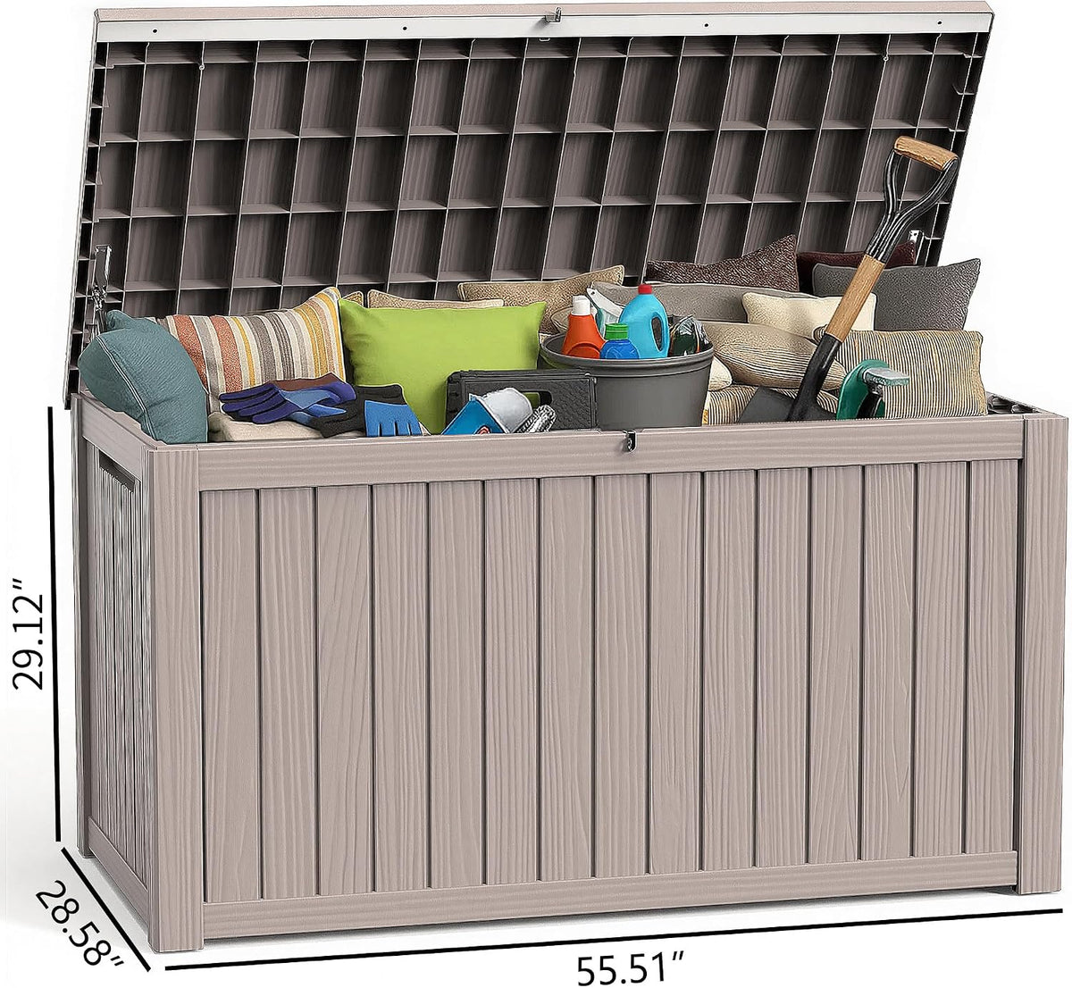 rojik outdoor storage housing deck box - waterproof shown in use