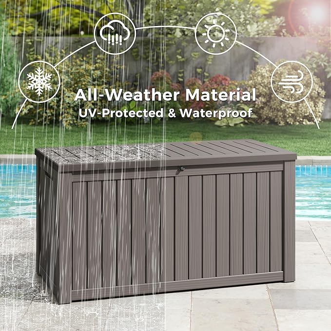 NUNU LAB 180 Gallon Outdoor Storage Box Waterproof, Outside Package Delivery