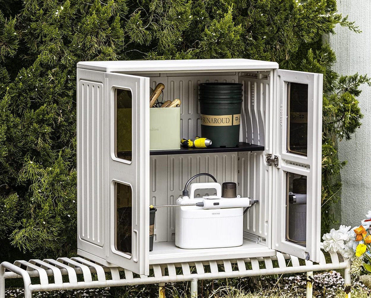 kinying outdoor storage cabinet waterproof,resin garage and laundry showing dimensions