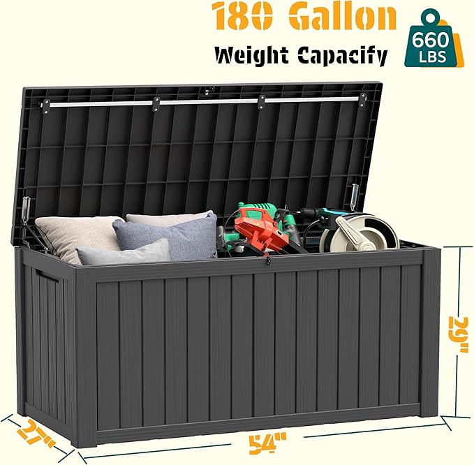 NUNU LAB 180 Gallon Outdoor Storage Box Waterproof, Outside Package Delivery