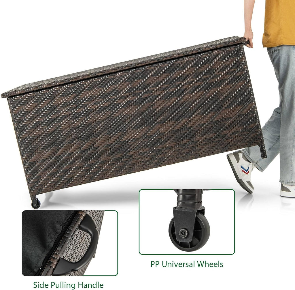 tangzon 320l garden deck box, patio cabinet container, side view