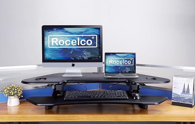 Rocelco 46" Height Adjustable Corner Standing Desk Converter
