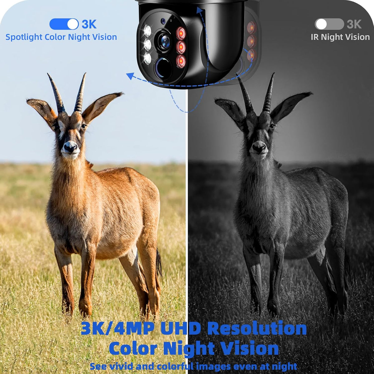 black 4g lte solar security camera outdoor, no, side view