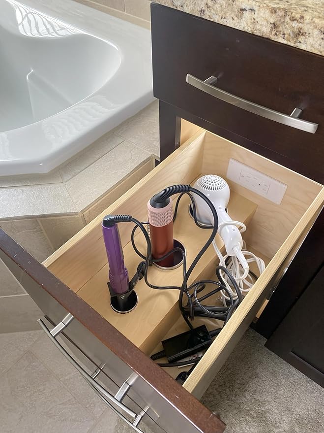 My Tidy Space Compact Combo USB-A USB-C 15 Amp in-Drawer Docking Station Outlet