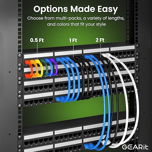 GEARit Cat 6 Ethernet Cable Cat6 Network Patch, Snagless Cord, Internet (50-Pack)