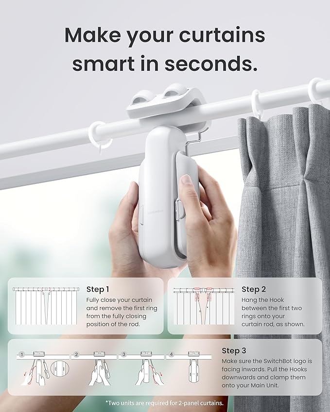 SwitchBot 2025 Automatic Curtain Opener 3 Rod-Bluetooth Remote Control