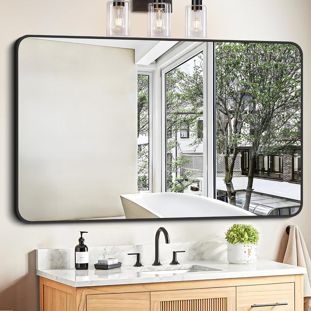 FORBATH Black Bathroom Mirror, Rectangular Vanity Mirror 30 x 48 Inch Wall