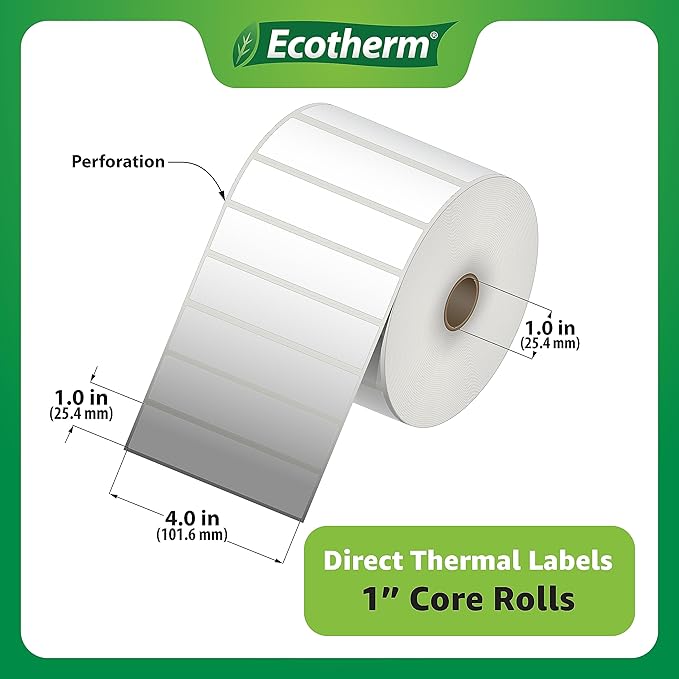 4" x 1" Thermal Labels | 6 Rolls | 15000 Labels | fits Zebra, Offnova Thermal