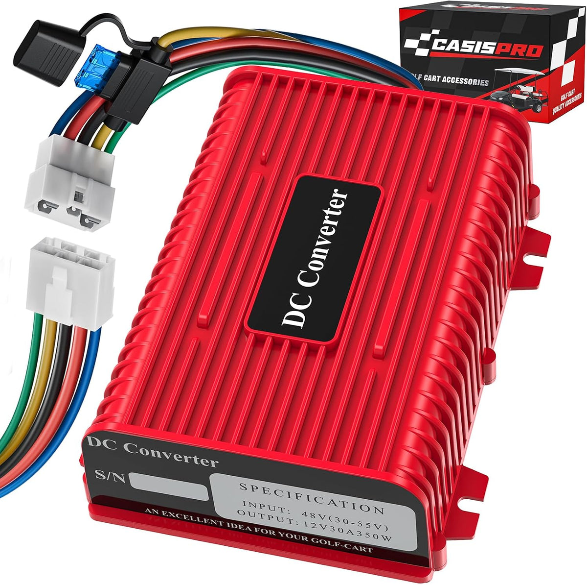 Universal 36V 48V to 12V Golf Cart Voltage Reducer DC Converter, 30A 360W DC