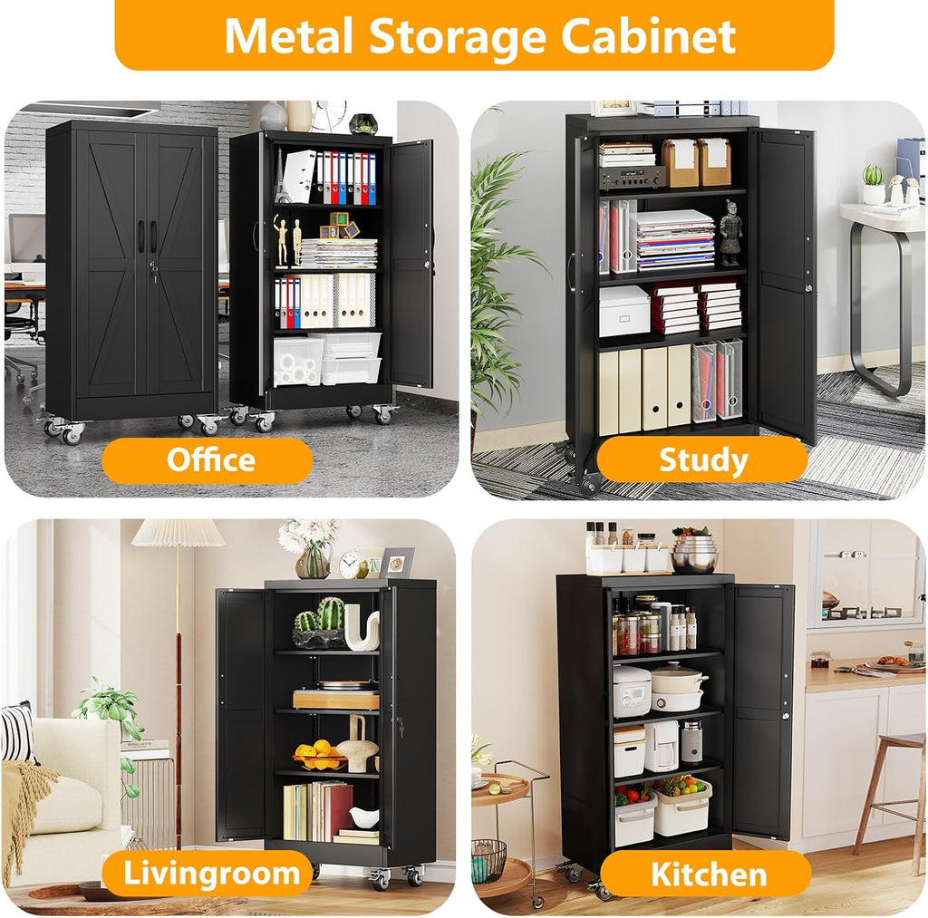ckzbx metal garage storage cabinet with locking doors on a desk or shelf