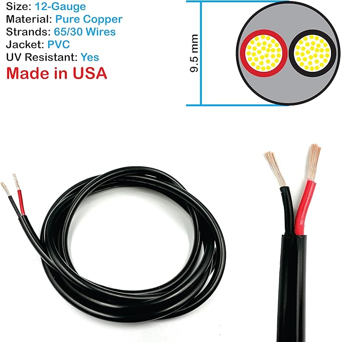 NATIONAL Wire & Cable – 12 AWG 2-Conductor Premium Copper Wire, 50 ft, Stranded