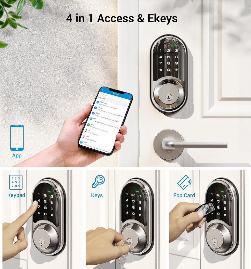 veise rz06 smart lock for front door with shown in use