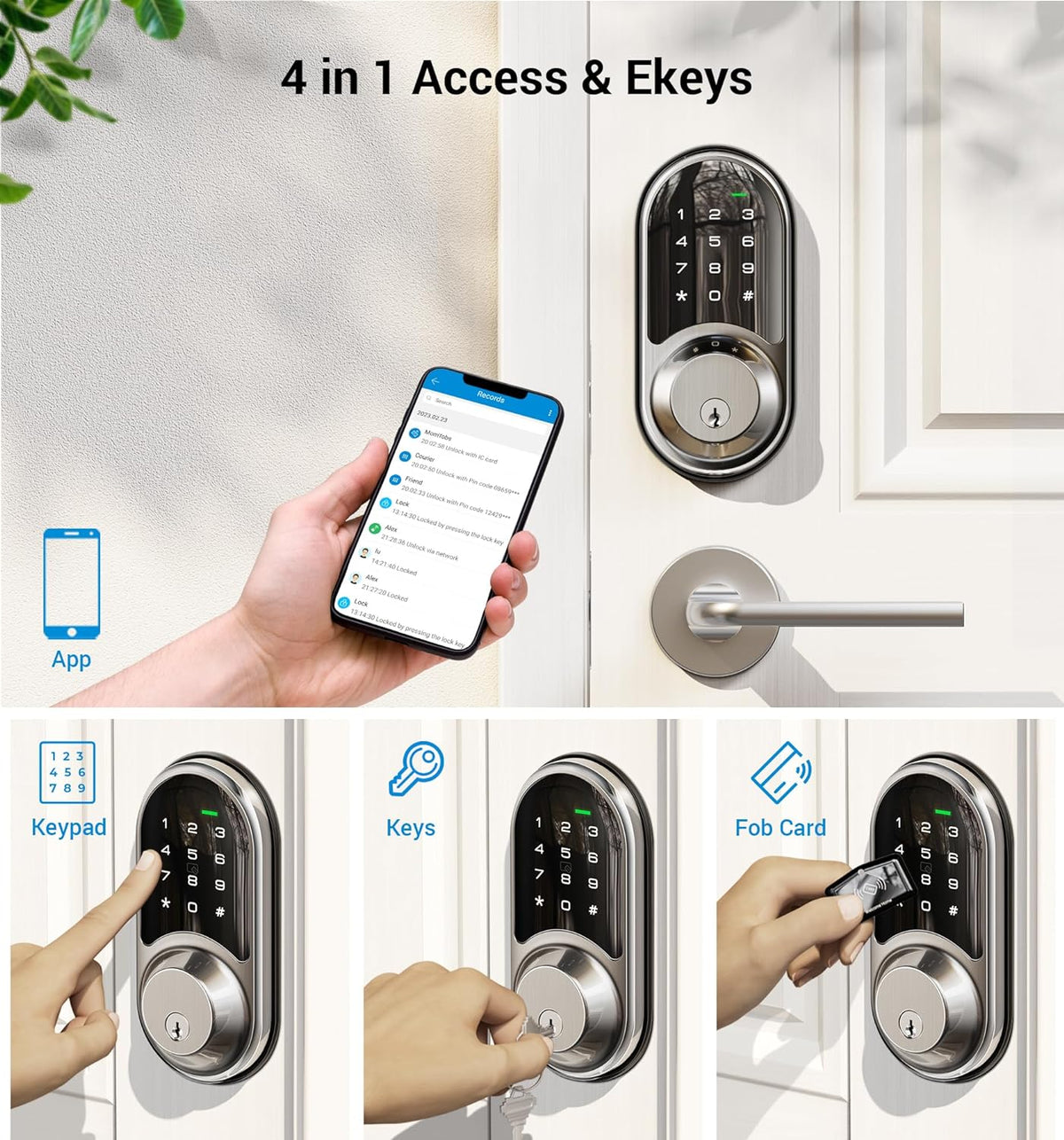 veise rz06 smart lock for front door with shown in use
