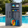 ZYJOYY Outdoor Storage Cabinet with 4 Shelves, 31.5" x 23.23" x 66.22" Grey Waterproof Resin Vertical Tool Shed, Lockable 30 cu.ft. Storage Shed for Patio, Garden, Yard