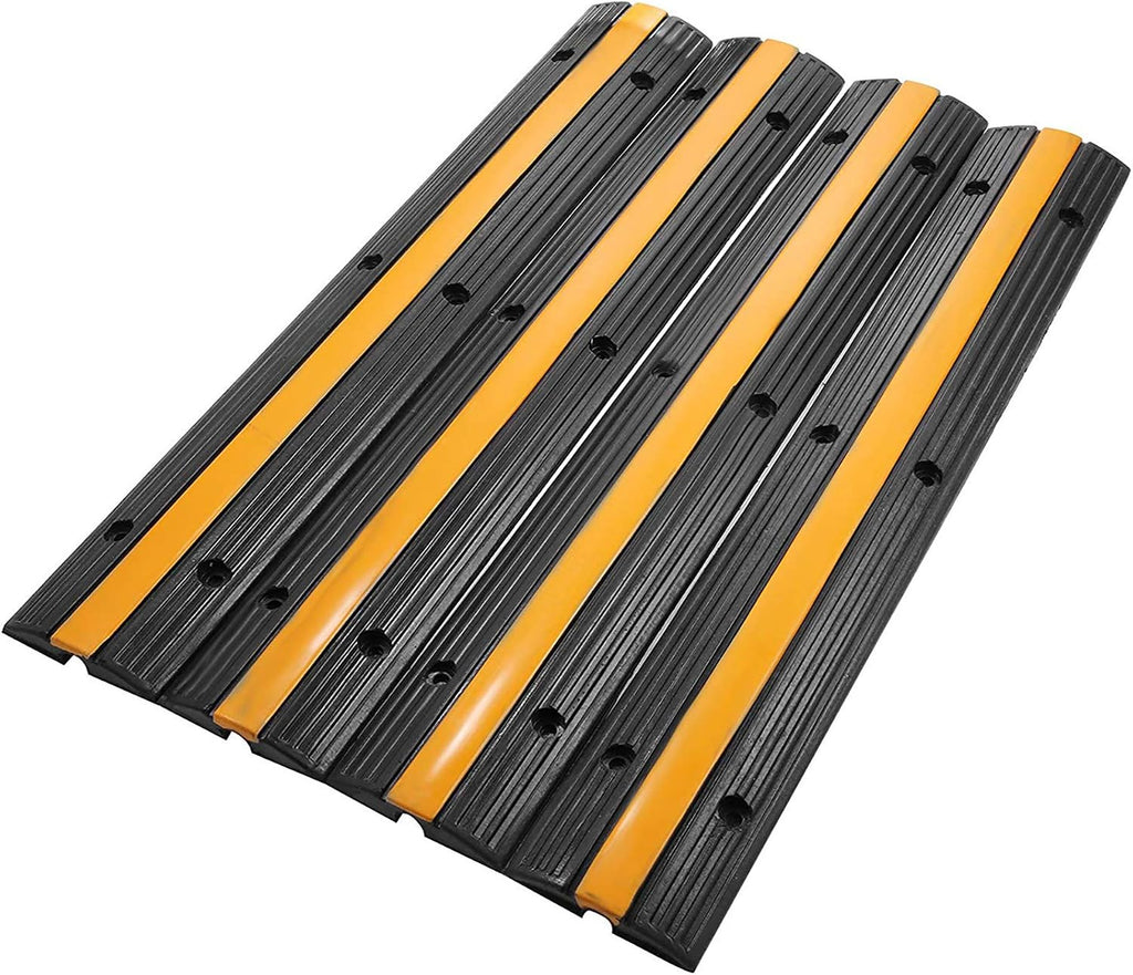 Reliancer 4 Pack 1-Channel Rubber Cable Protector Ramp Traffic Speed Bump