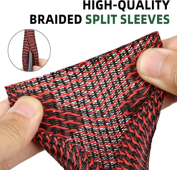 Split Wire Loom Tubing, Cable Protector Sleeve, Braided Cable Management