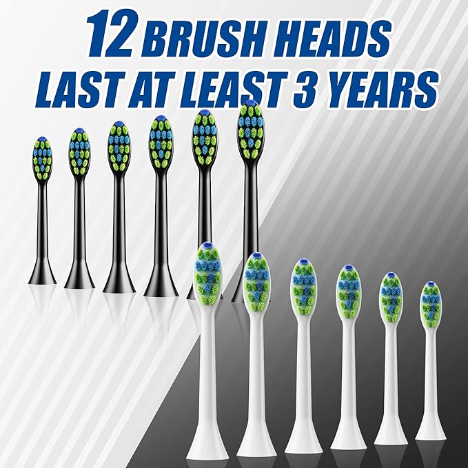 7AM2M Rechargeable Sonic Electric Toothbrush 2 Pack, Soft Toothbrushes