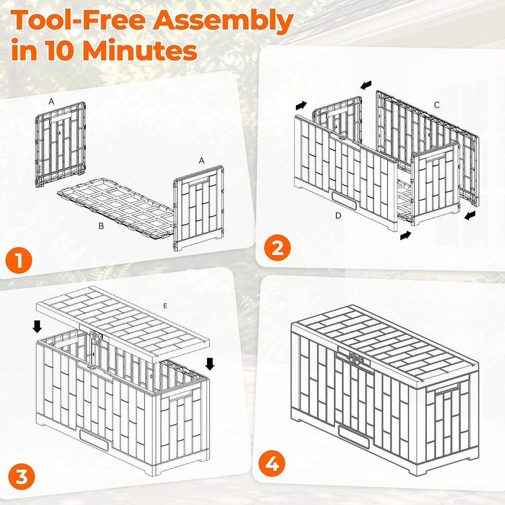 outdoor storage box, 60 gallon waterproof resin patio, close-up detail