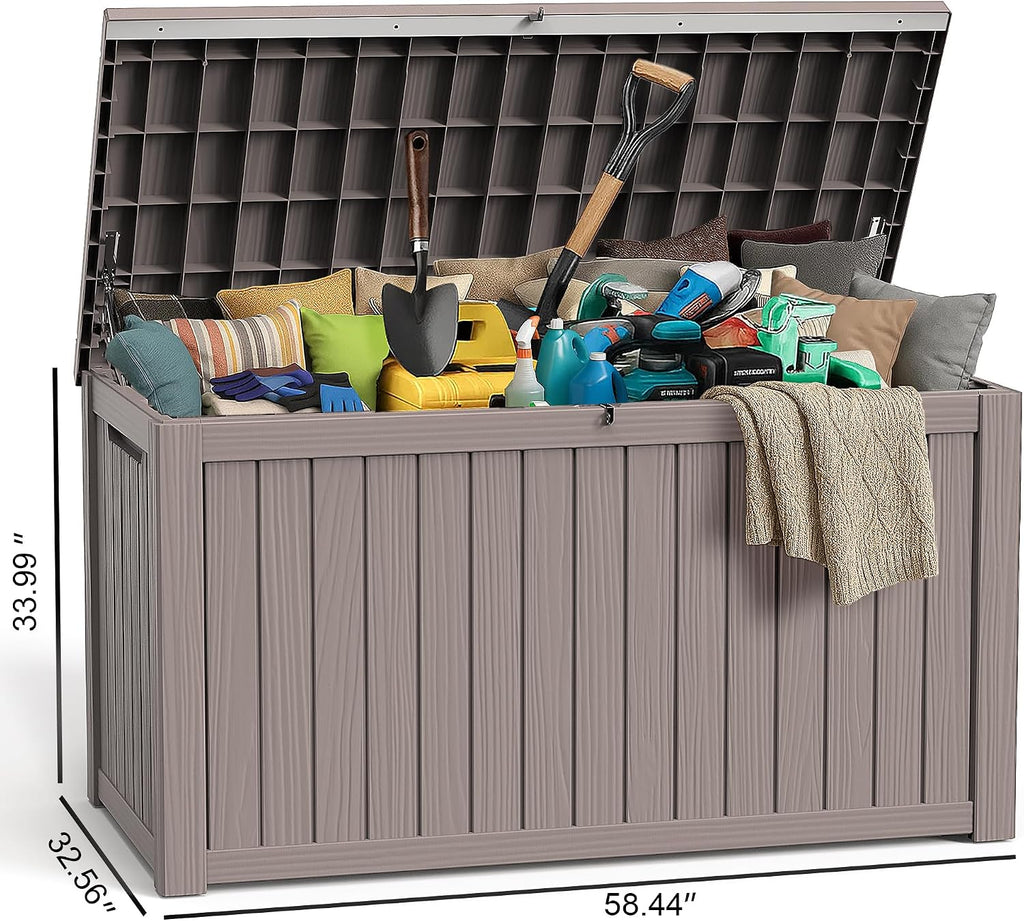 rojik outdoor storage housing deck box,waterproof patio furniture shown in use