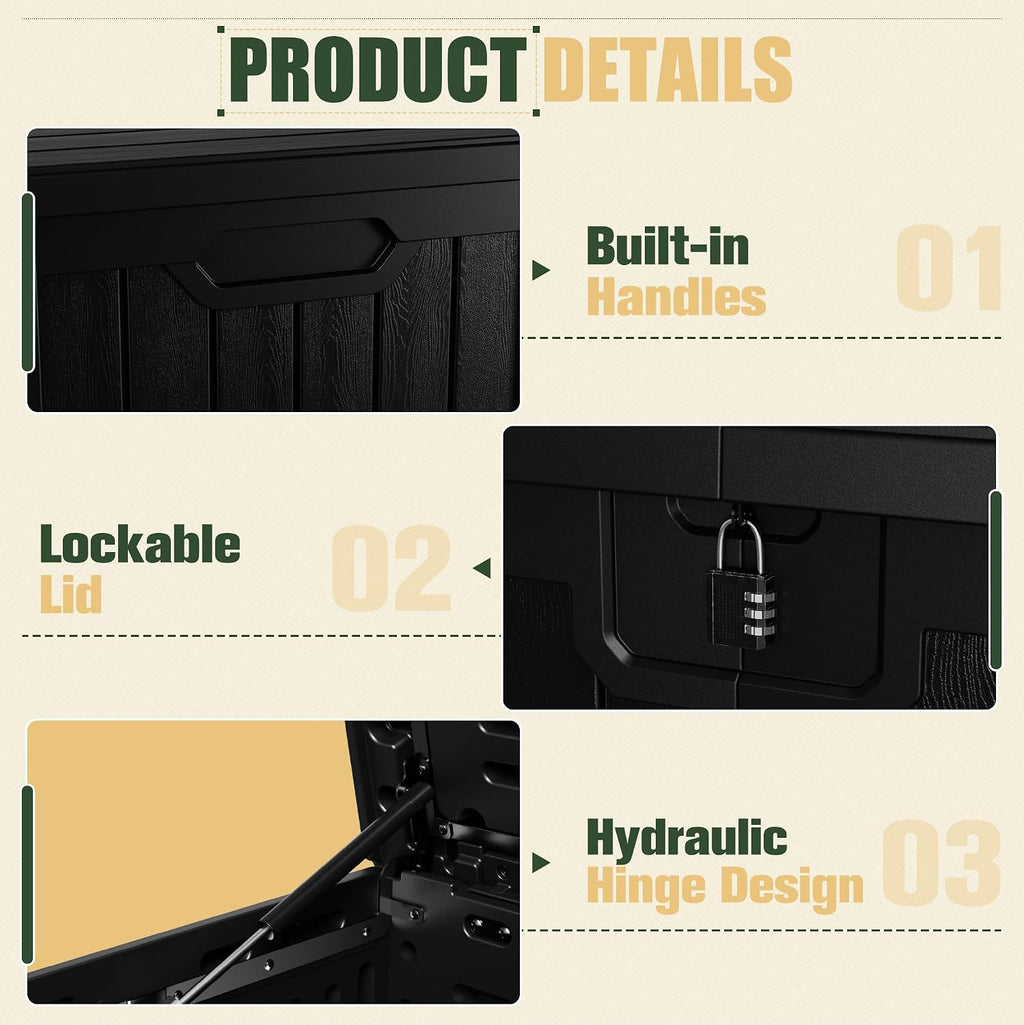 jummico hdpe 250 gallon deck box double-wall with shown in use