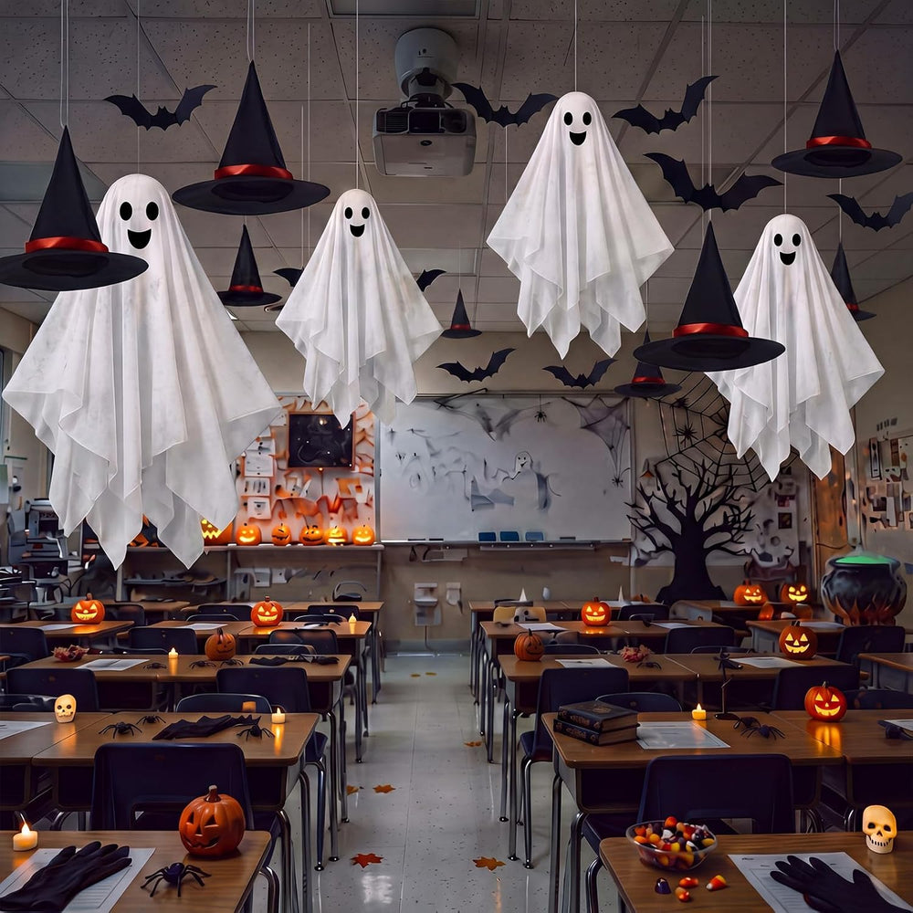 VioraWhite 23 Pcs Halloween Classroom Decorations Ghost Garland Honeycomb