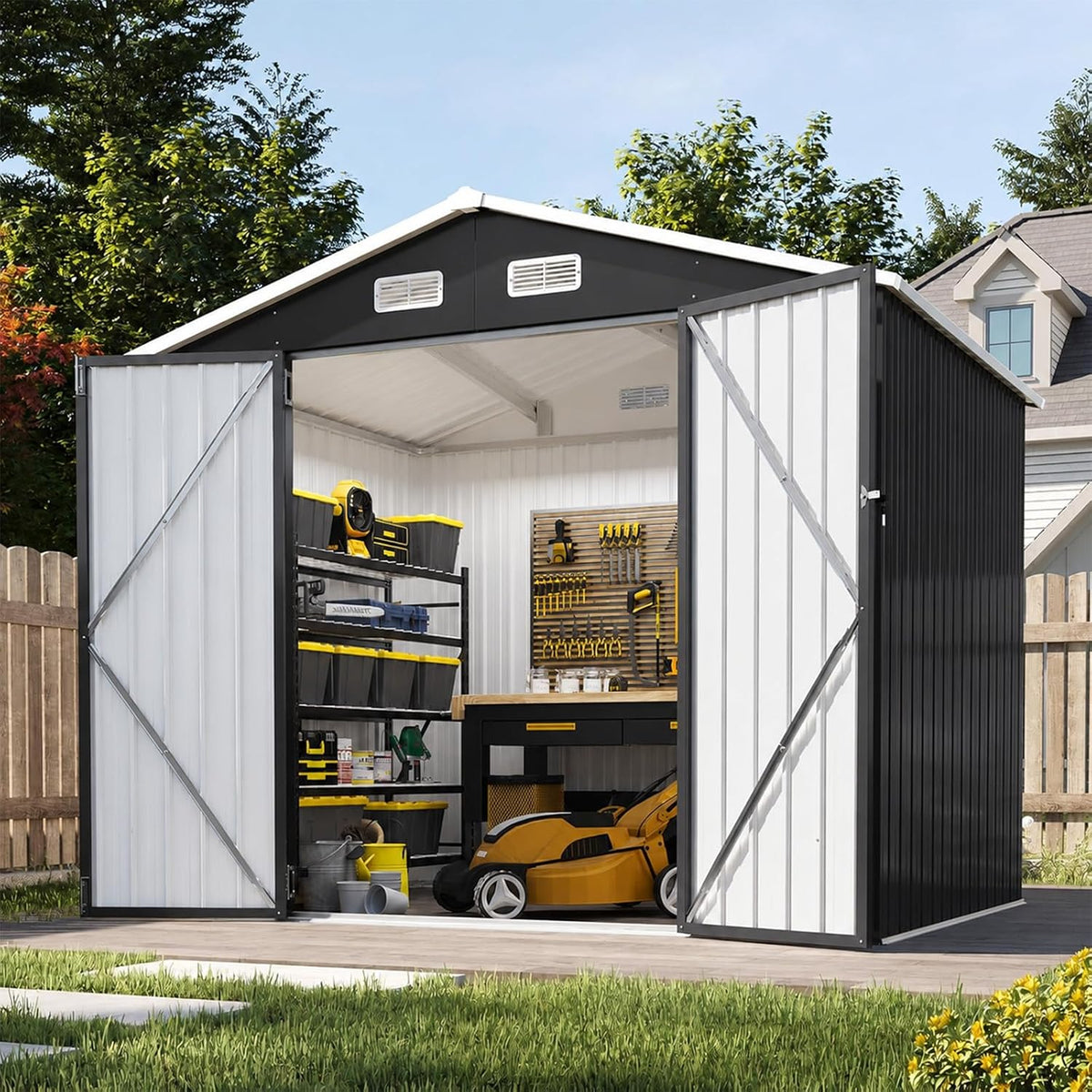 Aoxun 8x6 FT Shed Outdoor Storage Shed, Black