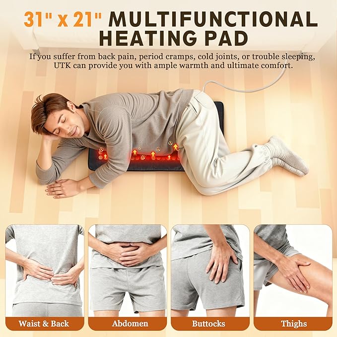 UTK Far Infrared Heating Pad, 5X Pain Relief