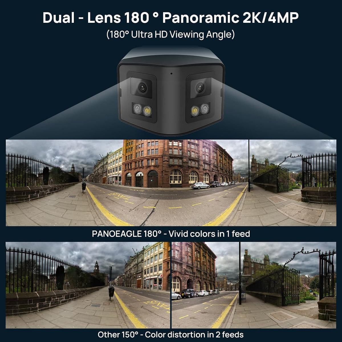 panoeagle 4mp dual lens poe ip security camera shown in use