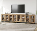 WAMPAT Modern TV Stand with Glass Doors