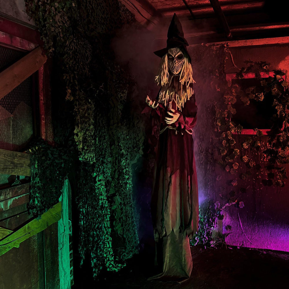 Haunted Hill Farm 7.9-Ft. Raising Scarecrow Halloween Animatronic
