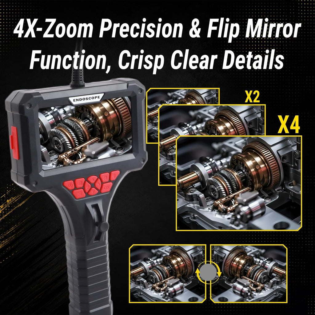 Two-Way Articulating Borescope Camera with Light,0.24in Ultra-Slim