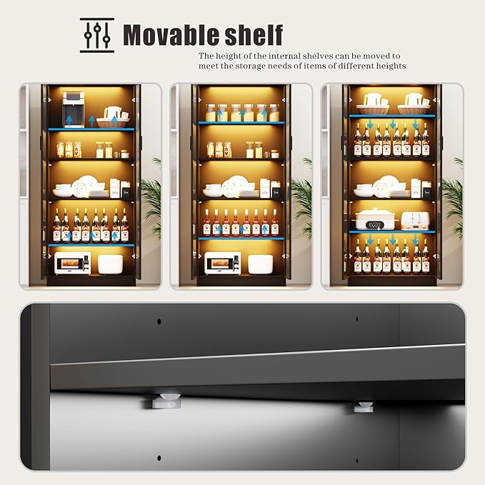 Dystler Display Cabinet with Adjustable Shelves, 5 Tier Display Case