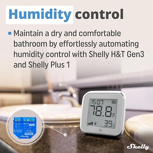 Shelly H&T Gen3 White | Wi-Fi & Bluetooth Smart Temperature & Humidity Sensor