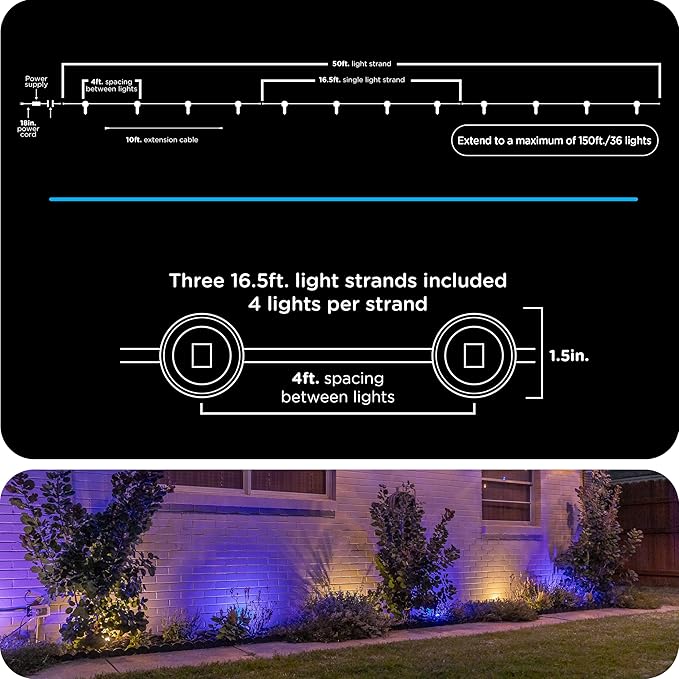 Enbrighten Vibe Eternity Garden Lights, 12 RGBWIC LEDs, Waterproof, Outdoor