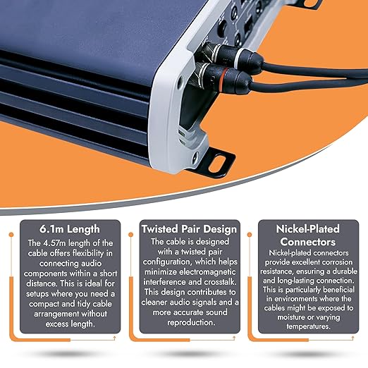 Elite Audio Premium Series 20ft. 2-Channel Car Audio RCA Cable – Double Shielded
