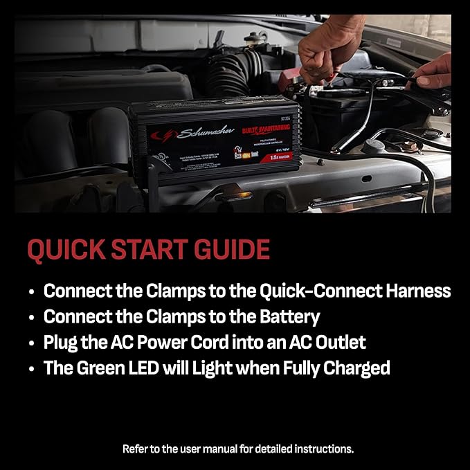 Schumacher Electric 1.5A Car Battery Charger and Maintainer, 3-in-1 Solution