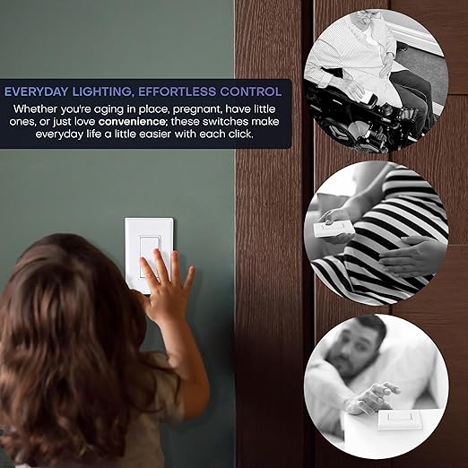 RunLessWire 3-Way Battery-Free DIY Wireless Light Switch Kit 150ft RF Range