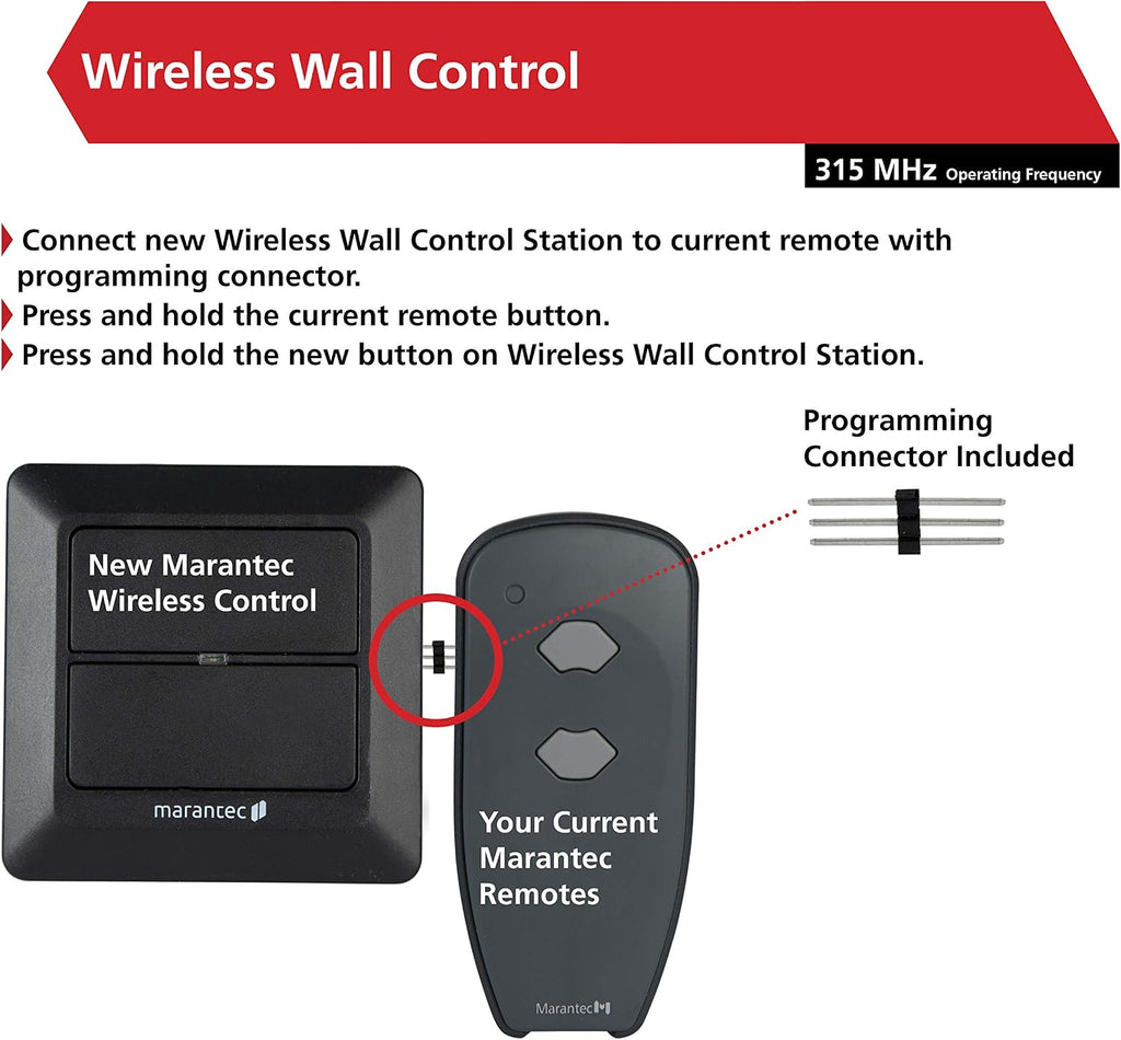 marantec garage door wall control unit- 315 mhz, side view