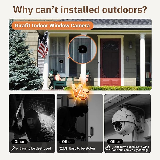 Girafit 3MP 2K Window Camera, 2.4GHz&5GHz WiFi Indoor Cameras (2 Pack)